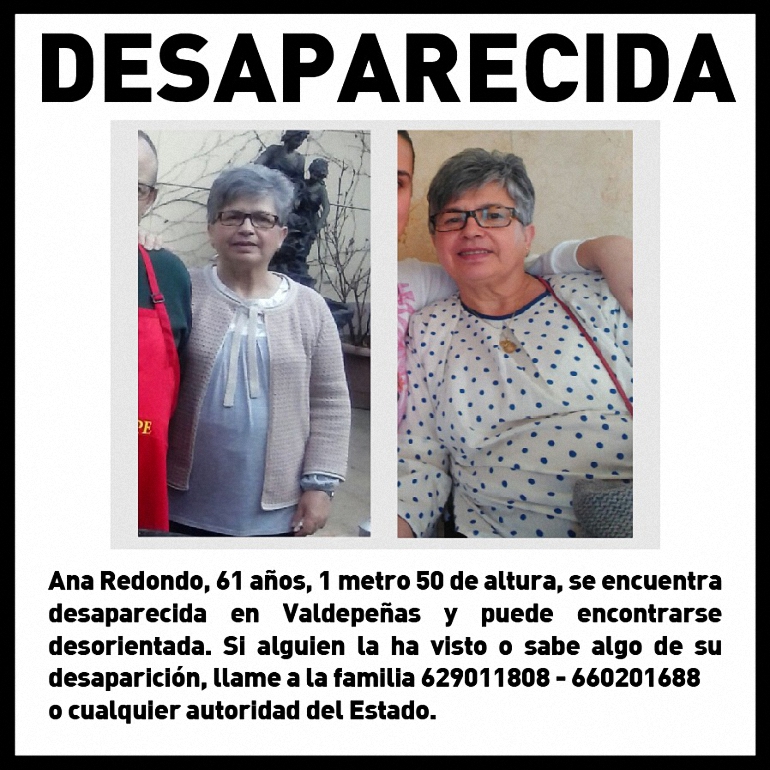 Valdepeñas Sigue sin aparecer la mujer de 61 años que desapareció el pasado 6 de marzo